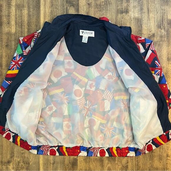 Lavon Petite Women’s World Flags 100% Silk Vintage 90s Y2K Windbreaker Sz PM - Picture 8 of 10